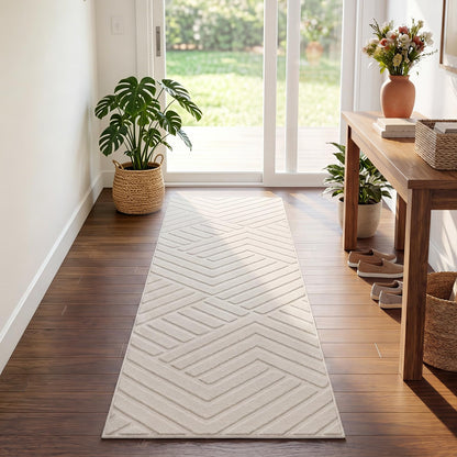 Bsmathom Runner Rug Non Slip, 2x6 Hallway Runner Washable Carpet Runners, Low Pile Beside Rug Floor Mat for Hallways Entryway Laundry Room Kitchen Bathroom, Beige