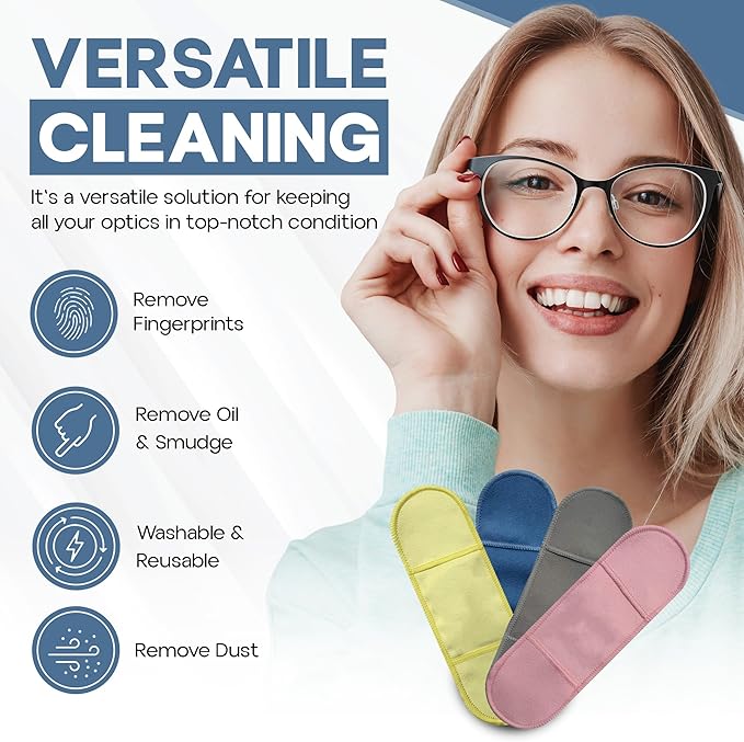 Eyeglass Cleaning Cloth, 4 Pack, Eyeglass Cleaning Wipes, Lens Wipes