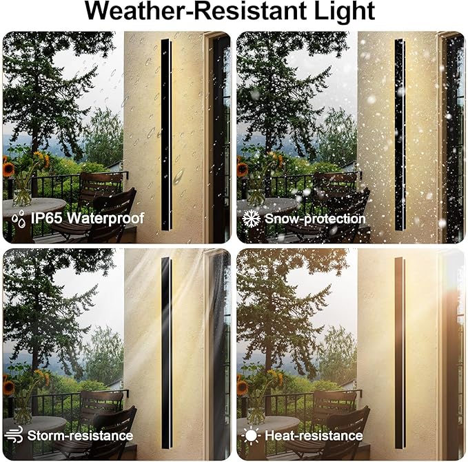 92in Outdoor Wall Lights, Modern Exterior Light Fixtures Wall Mount, Black Porch Lights Sconce 3000K, Long LED Linear Wall Lamp Outside Lighting for Front Door