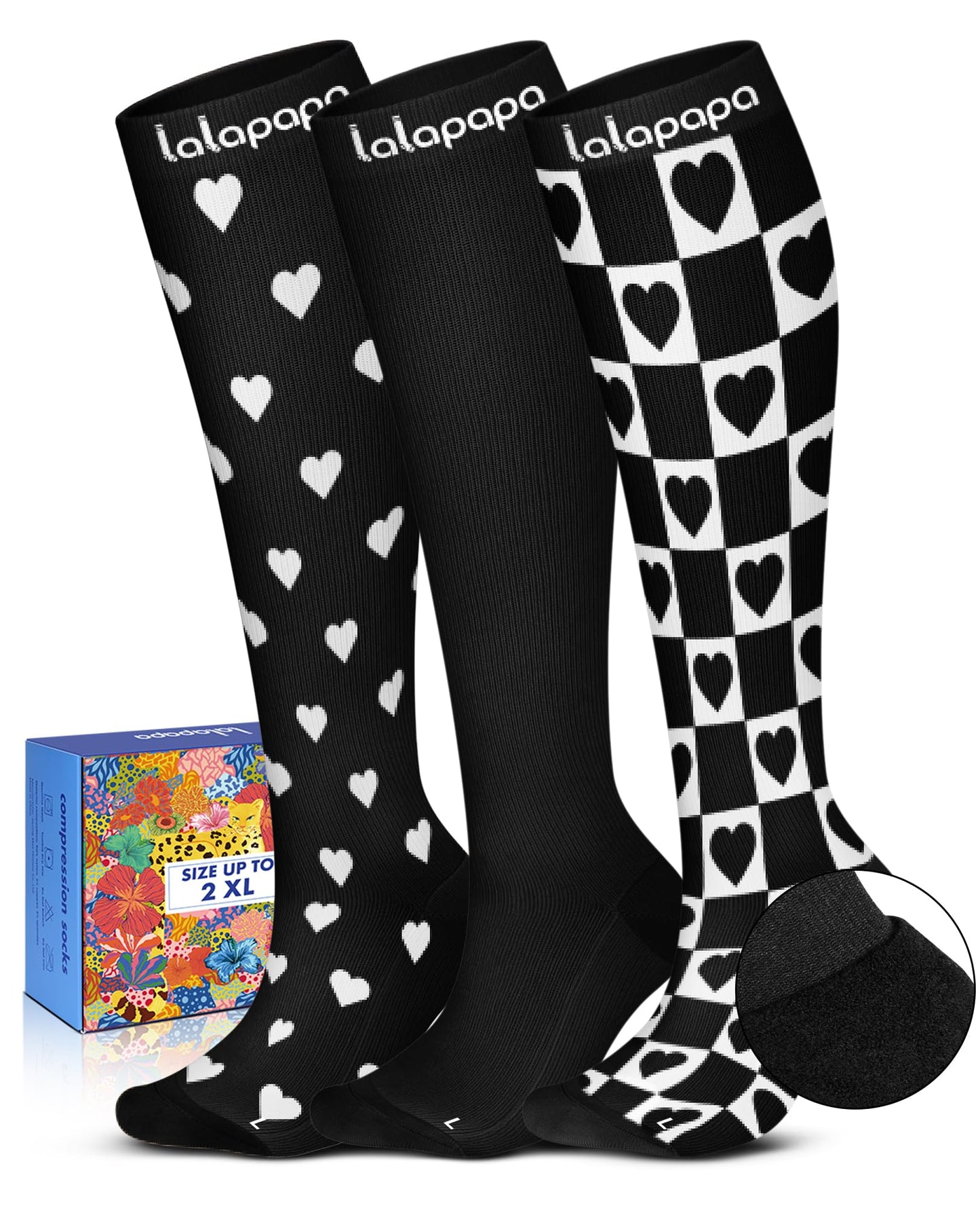 Lalapapa Cute Compression Socks for Women - 3 Pairs 20-30 mmHg Graduated Support Lightweight for Daily Wear Travel Nurse