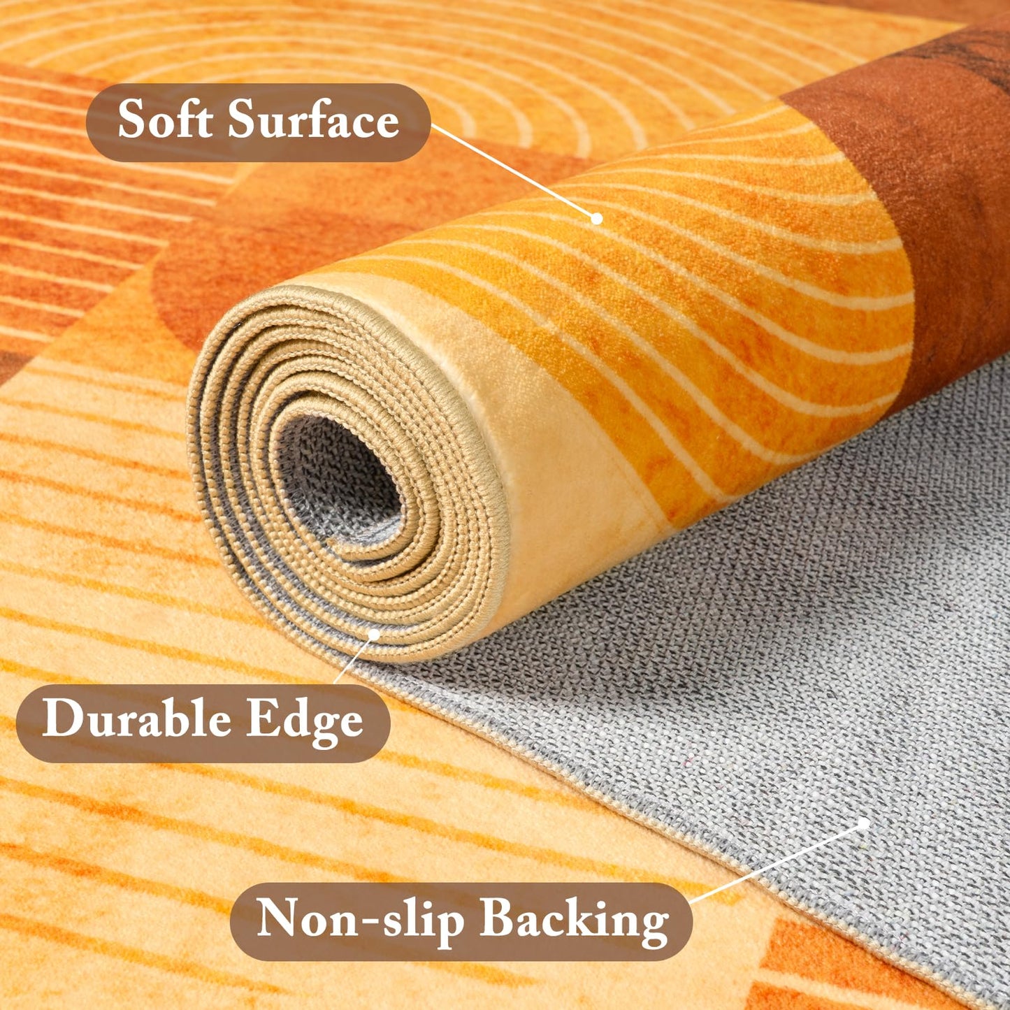 Ailyei Large 3x5 Entryway Rug Indoor, Soft Non Slip Washable Modern Geometric Kitchen Rugs, Low-Pile Boho Floor Mat for Entrance, Bedroom, Living Room, Bathroom (Orange, 3x5 ft)