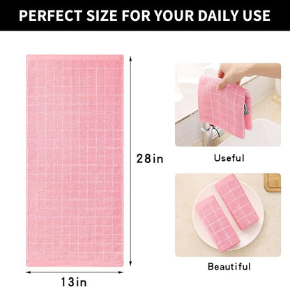 Homaxy 100% Cotton Terry Kitchen Towels, Checkered Designed, Soft and Super