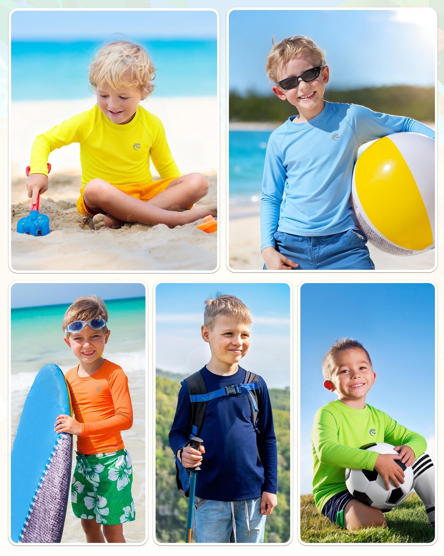 Boys UPF 50+ Swim Shirt Long Sleeve, 1 or 2 Pack UV Sun Protection Rash Guard, Youth Kids SPF Water Shirts for Beach Surf