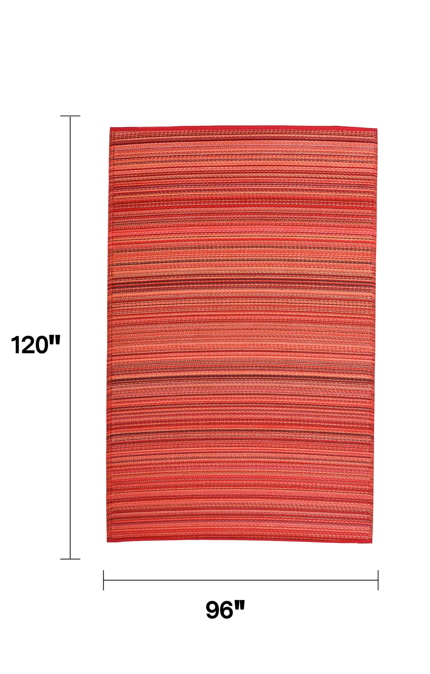 Fab Habitat Striped Outdoor Rug - Waterproof, Fade Resistant, Crease-Free, Reversible - Premium Recycled Plastic - Patio Porch Balcony Deck - Cancun Sunset - 8x10 ft