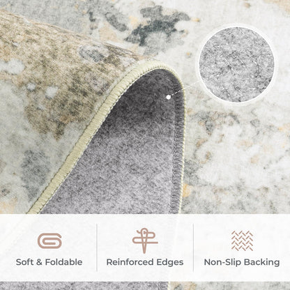 Carpelux 8x10 Area Rugs for Living Room, Abstract Neutral Large Washable Rug, Indoor Soft Non-Slip Floor Carpet for Bedroom Dining Room Home Decor, Brown/Grey