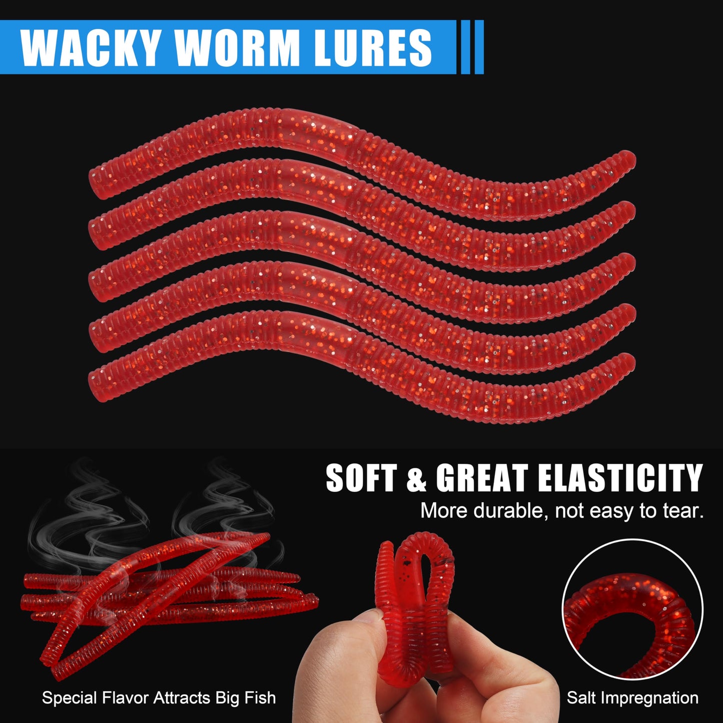 Wacky Rig Bass Fishing Hooks Kit, 116pcs Worms O Rings Weedless Wacky Rig Hooks Fishing Weights Swivels Tackle Box Kit for Bass Artificial Soft Stick Baits