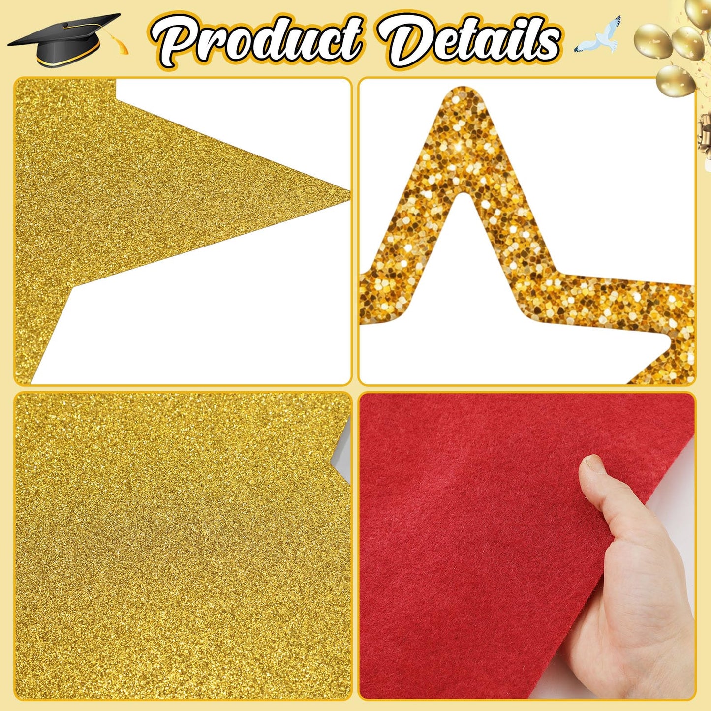 eBoot Red Carpet Runner Backdrop 23ft Graduation Aisle Runner with Large Star Backdrop and 24 Star Paper Cutouts for Graduation Ceremony End of Years Movie Theme Party Entrance Photo Booth Decorations