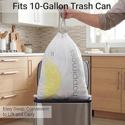 happimess 5.3 Gallon Drawstring Trash Bags, Lemon Scent, Heavy Duty MDPE Liners