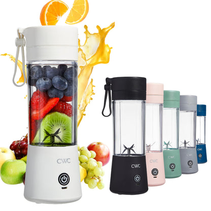COOK WITH COLOR Mini Portable Blender - 250W Power, 12oz Capacity, Stainless Steel Blade, Wireless/USB Rechargeable, Grey