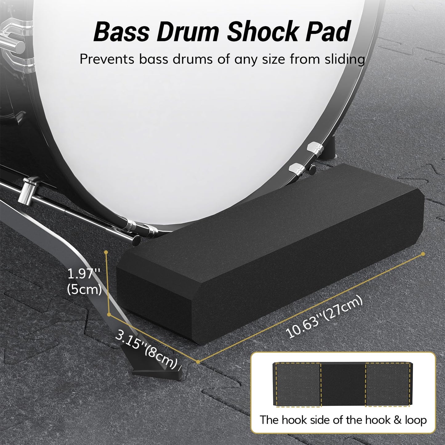 TONOR Drum Mat Set, 20PCS, each 11.8'' x 11.8'' x 0.35'', Floor Drum Mat with Non-slip Bottom, Thick Sound Absorbing Floor Mat for Electric Drum Set, Soundproof Carpet with Bass Drum Anchor, Medium