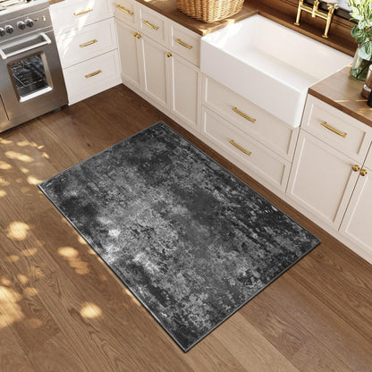 Entrance Rugs Indoor 2x3 Black Entry Rug Washable Abstract Black Small Area Rug Non-Slip Low Pile Throw Rugs for Entryway, Kitchen Floor, Front Door Indoor Door Mat, Bathroom, Bedroom Bedside