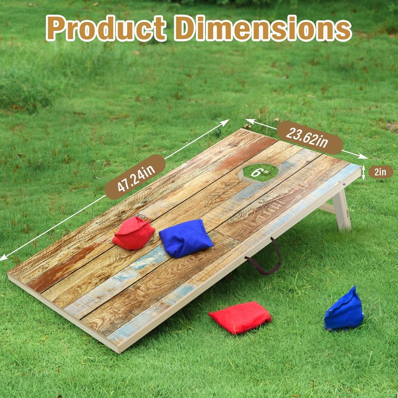 Solid Wood Cornhole Board Set，2 Regulation 4'x2' Cornhole Boards with 8 Cornhole Bags and Carrying Case, Corn Hole Games for Adults Outdoor Bean Bag Toss Game