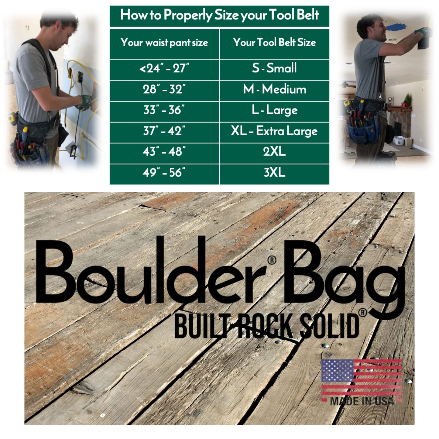 BOULDER BAG Ultimate Electrician's MAX Combo with Comfort Back Support Tool Belt, Leather Belt Buckle, Heavy Duty Work Belt, Tan, (Large 33-36 Inch Waist), Made in USA