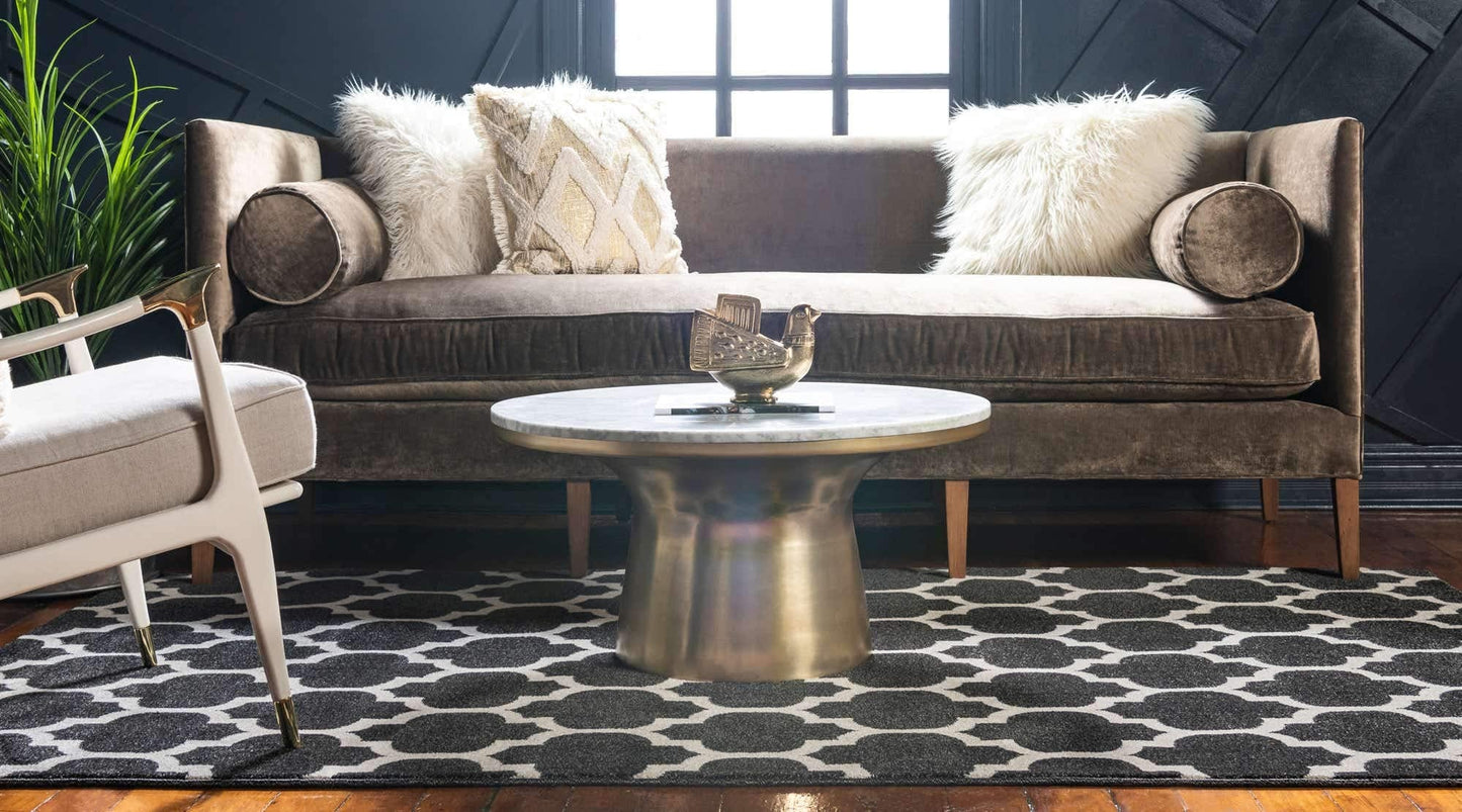 Unique Loom Trellis Collection Area Rug - Philadelphia (4' 1" x 6' 1" Rectangle Black/Beige)