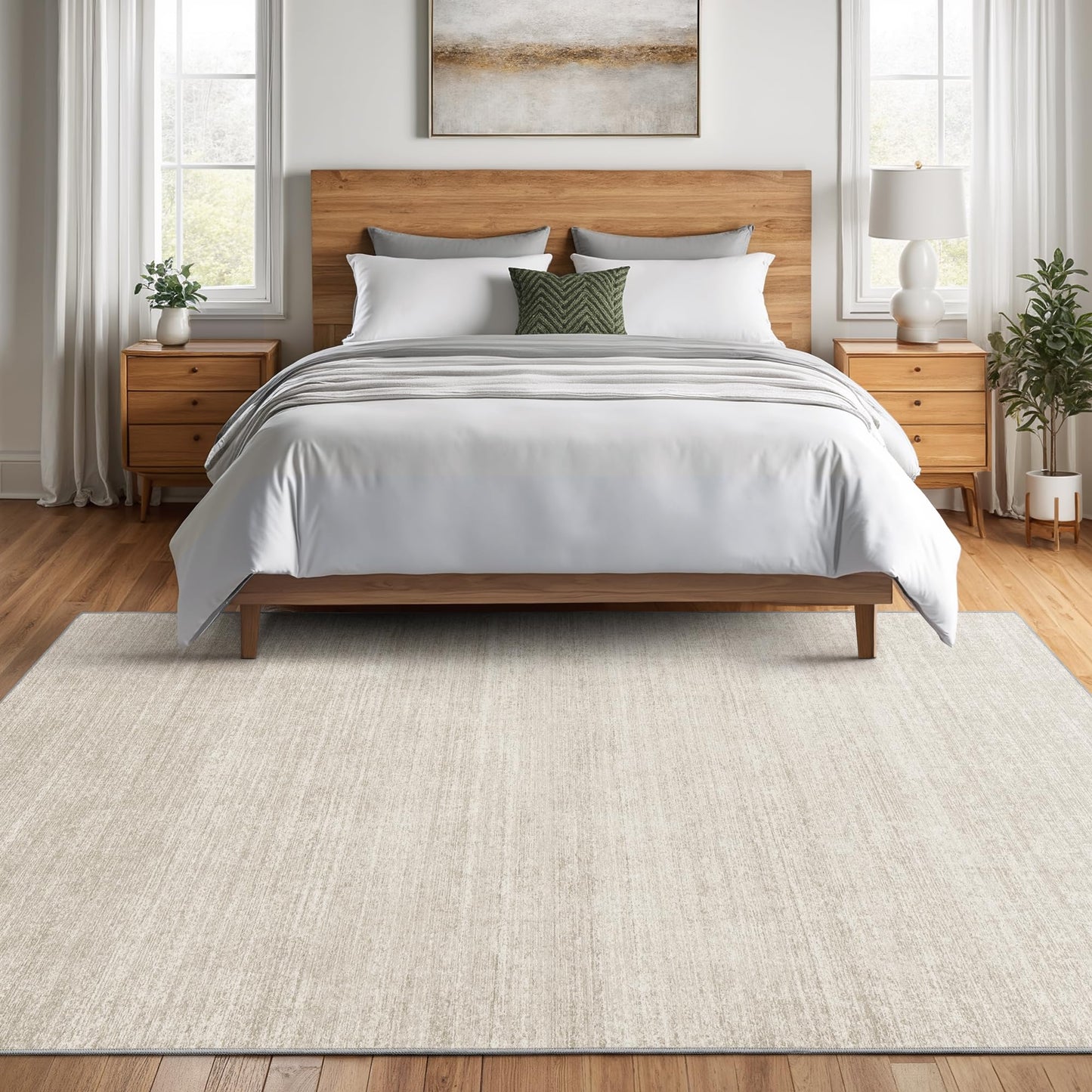 Valenrug Washable Rugs 4x6 - Stain Resistant 4x6 Area Rugs for Living Room, Non Slip Backing Printed Rugs for Bedroom, Folable Machine Washable Area Rug(4'x6', Beige)