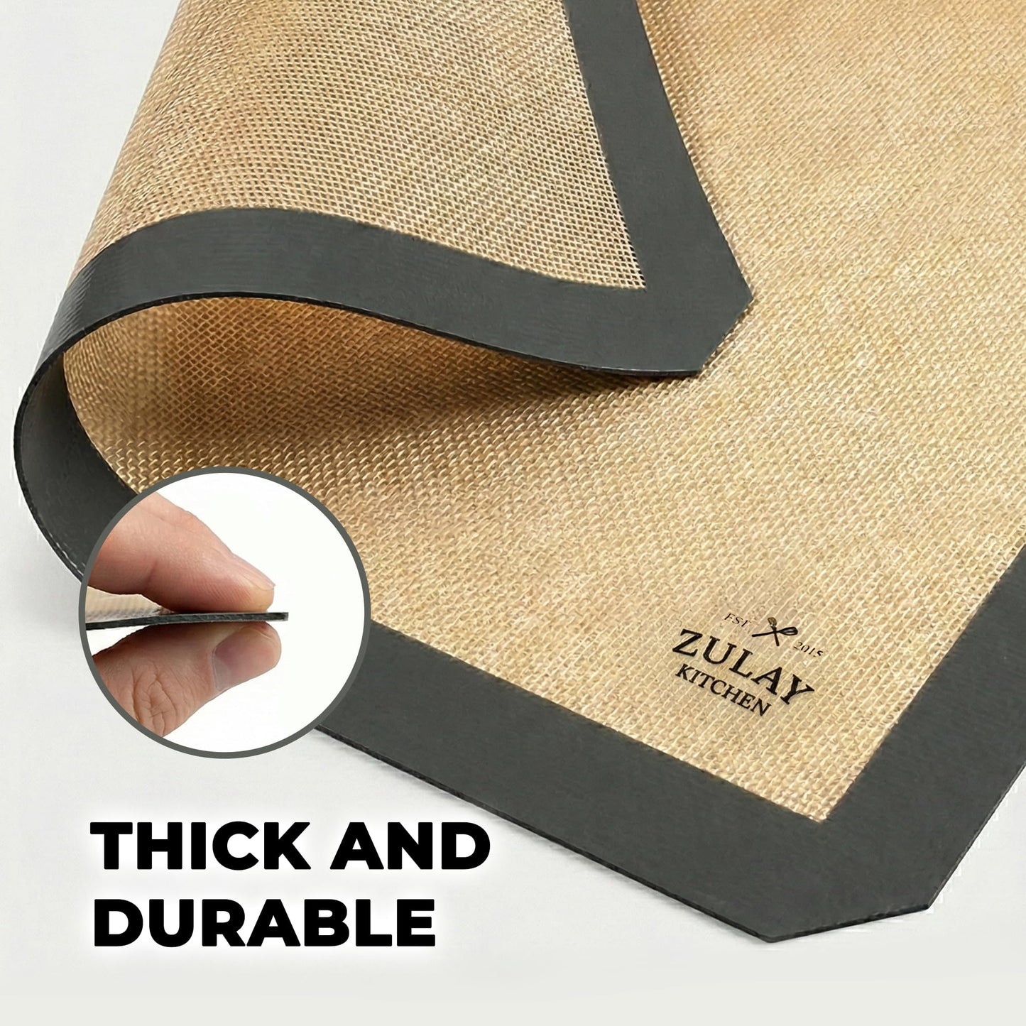Zulay Kitchen Silicone Baking Mat 2 Pack – 16.5"×11.6" BPA-Free Reusable Baking Sheet, Heat Resistant 480°F – Non-Slip Border, Perfect for Cookies, Bread, Pastries & Oven Use - (Dark Gray)
