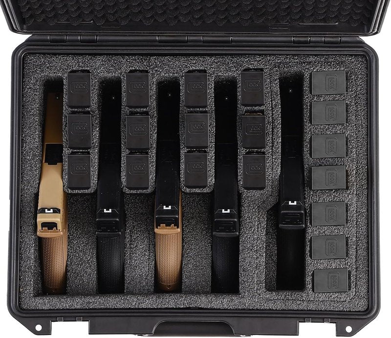 Gun Case for 3/5/8 Handguns - Hard Shell Pistol Carrying Case, IP67 Waterproof, TSA Approved Lockholes | Fits Glock, Beretta, S&W, Sig Sauer