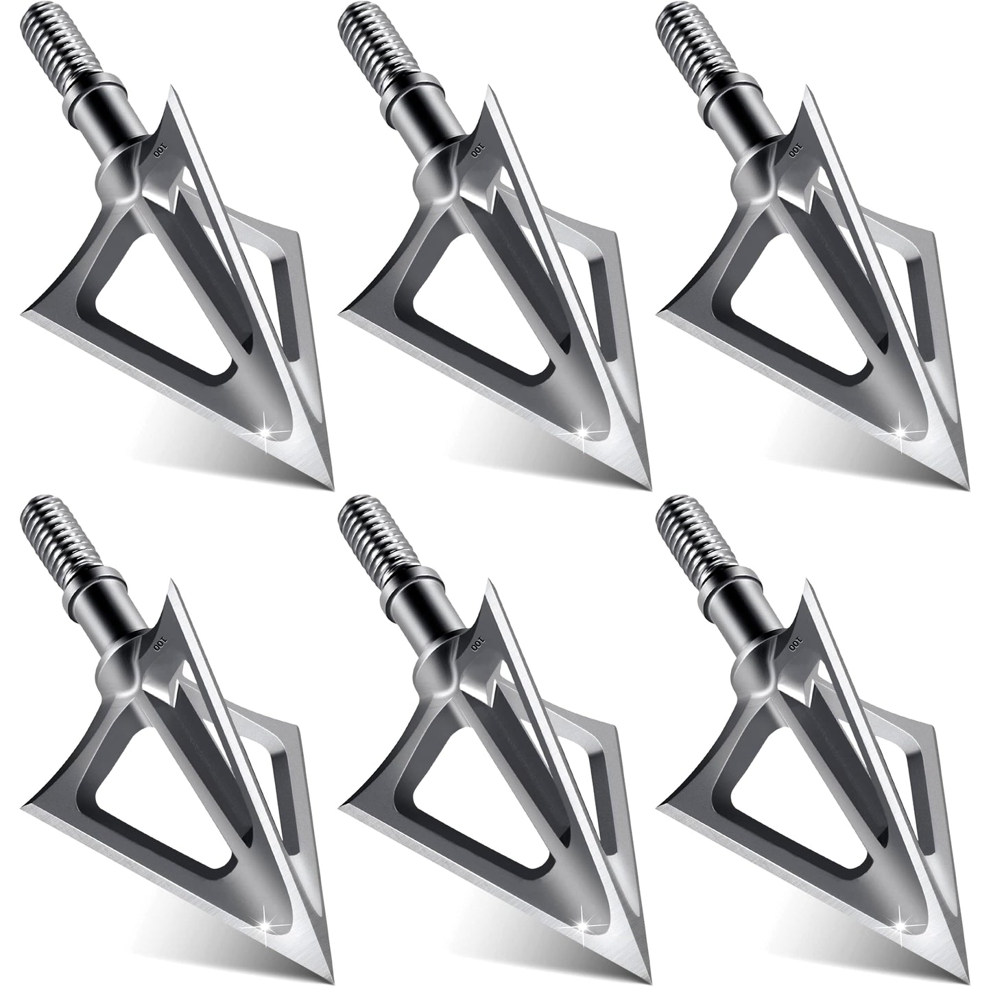LEANPRO 6-Pack 420 Stainless Steel Fixed Blade Broadheads 100 Grain 1-1/8" Cut Premium Solid Arrow Tip for Archery Hunting for Crossbow and Compound Bow