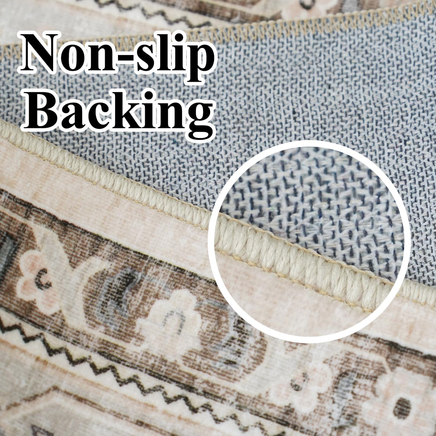 HILORUUG Living Room Area Rugs 10x14: Extra Large Area Rug Super Soft Distressed Oriental Rugs with Non-Slip Backing - Thin Stain Resistant Indoor Rug - 10x14 Ivory