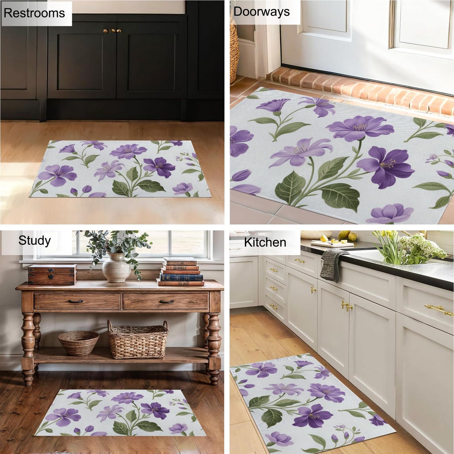 SOOYAH Mushroom Garden Indoor Door Mat, Fantasy Fungi and Plant Front Doormats, Magical Botanical Entryway Area Rug 17x29.5 Inch Soft Non Woven Floor Mats for Hallway Kitchen Bathroom Decor Gifts