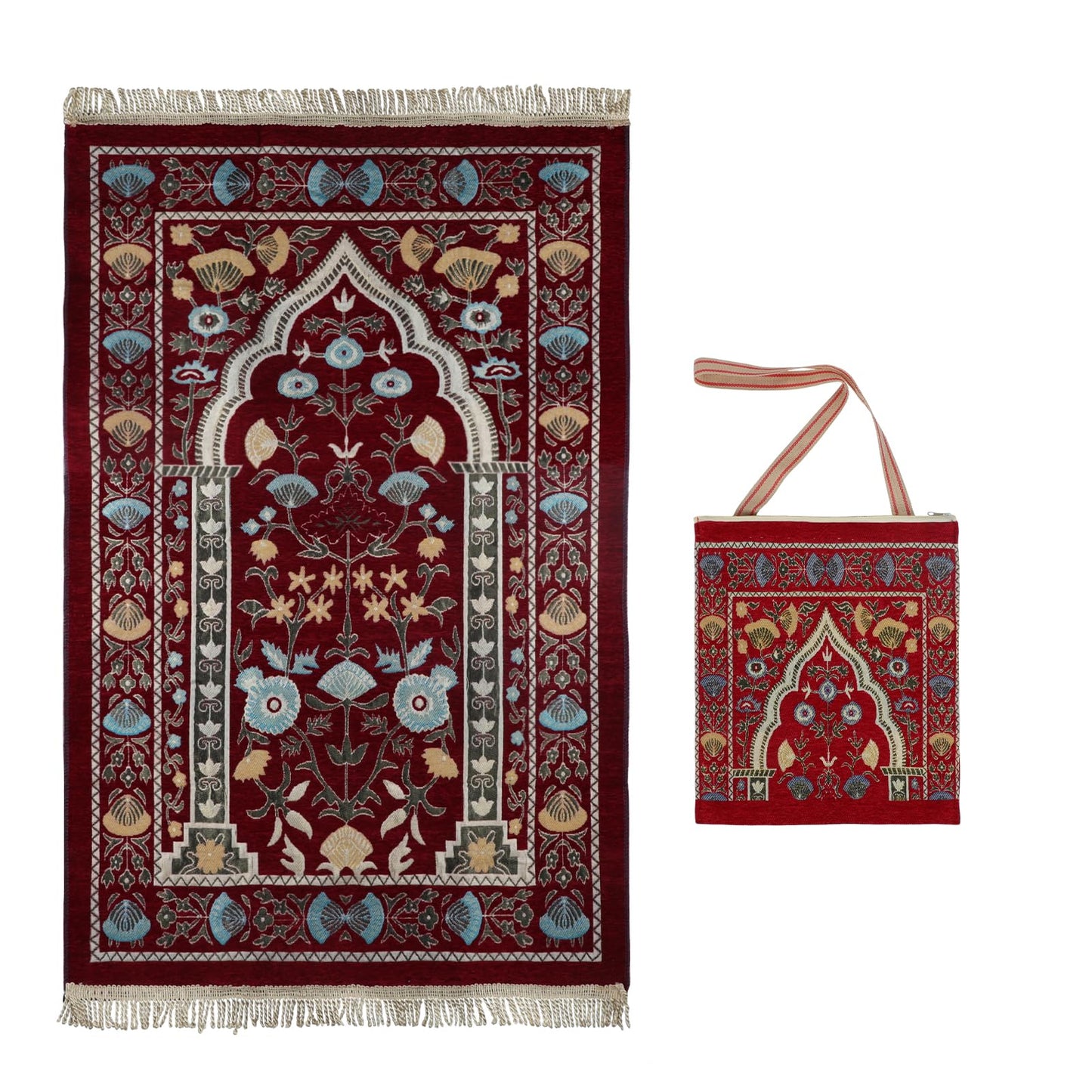 Muslim Prayer Rug Ramadan Carpet Turkish Islamic Praying Mat with Tassel Religion Supplies,Indoor Area Blanket for Hallway,Living Room, Bedroom, Office