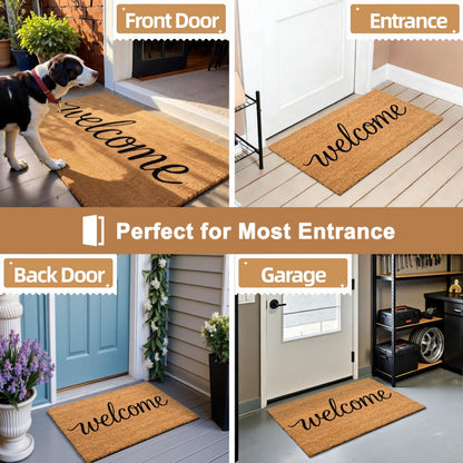 ULTSOFE Natural Coco Coir Door Mat with Heavy Duty Backing, 17" x 30" Anti-Slip Coconut Welcome Mat Outside Entrance, Easy Clean Front Door Doormat for Entry, Porch, Patio, Garden, Garage, Mudroom