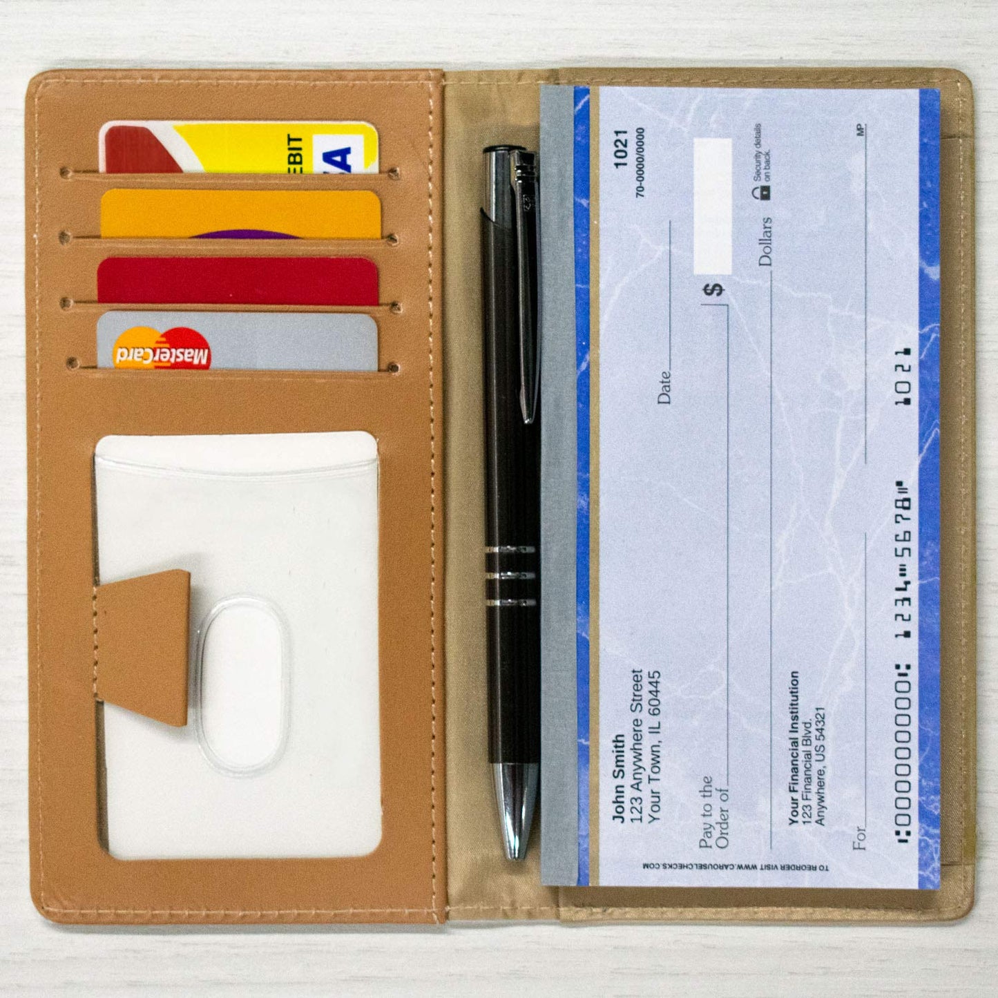 Splendid Lighthouse Personal Leather Checkbook Cover for Top Tear Personal Checks