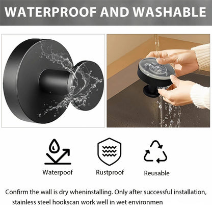 BRMUEIX 4 Pack Suction Cup Hooks for Shower,Glass Door Tile & Windows,Towel Hooks for Bathrooms,No Drill Stainless Steel Bathroom Hooks,Removable Suction Cup Wreath Hangers for Front Door(Black)