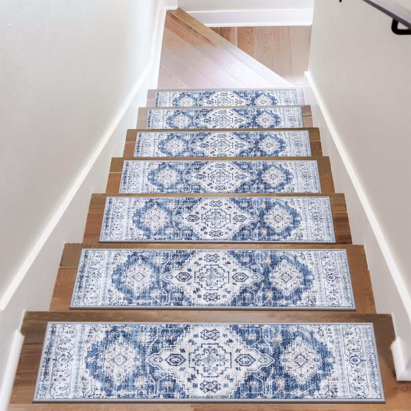OJIA Non-Slip Stair Treads for Wooden Steps 30"x8" Indoor Stair Runner 15PCS Rubber Backed Soft Carpet Stair Treads Mat Staircase Step Treads Covers for Kids and Dogs