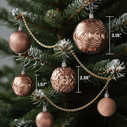 Annecy Christmas Tree Ornaments - 36 PCS Shatterproof Christmas Ball Ornaments Set for Holiday, Wreath & Party Decorations (Multi-Size, Rose Gold)