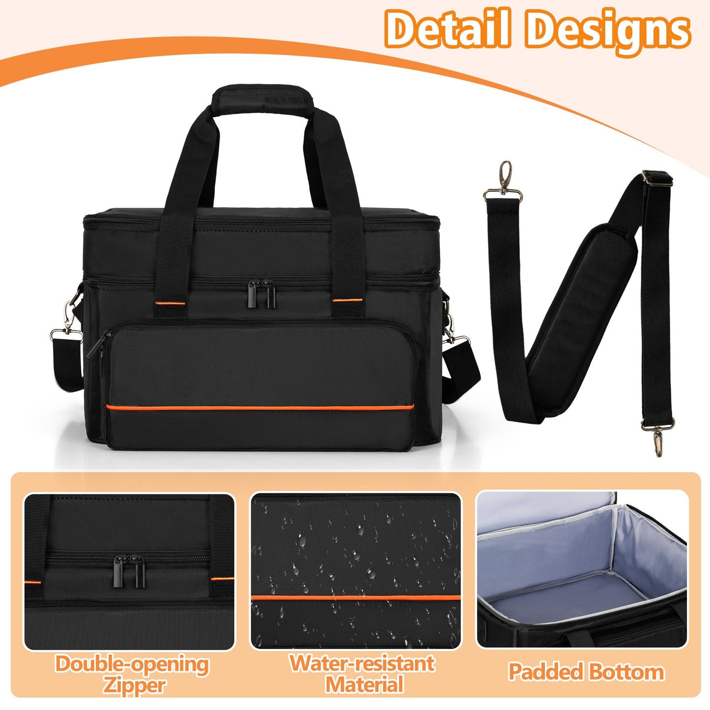 samdew Double-layer Grill Carrying Bag, Grill Cover Compatible with Ninja GR101 Sizzle Smokeless Indoor Grill & Griddle, Padded Grill Storage Case for Grill Plate & Accessories Tools, Bag Only