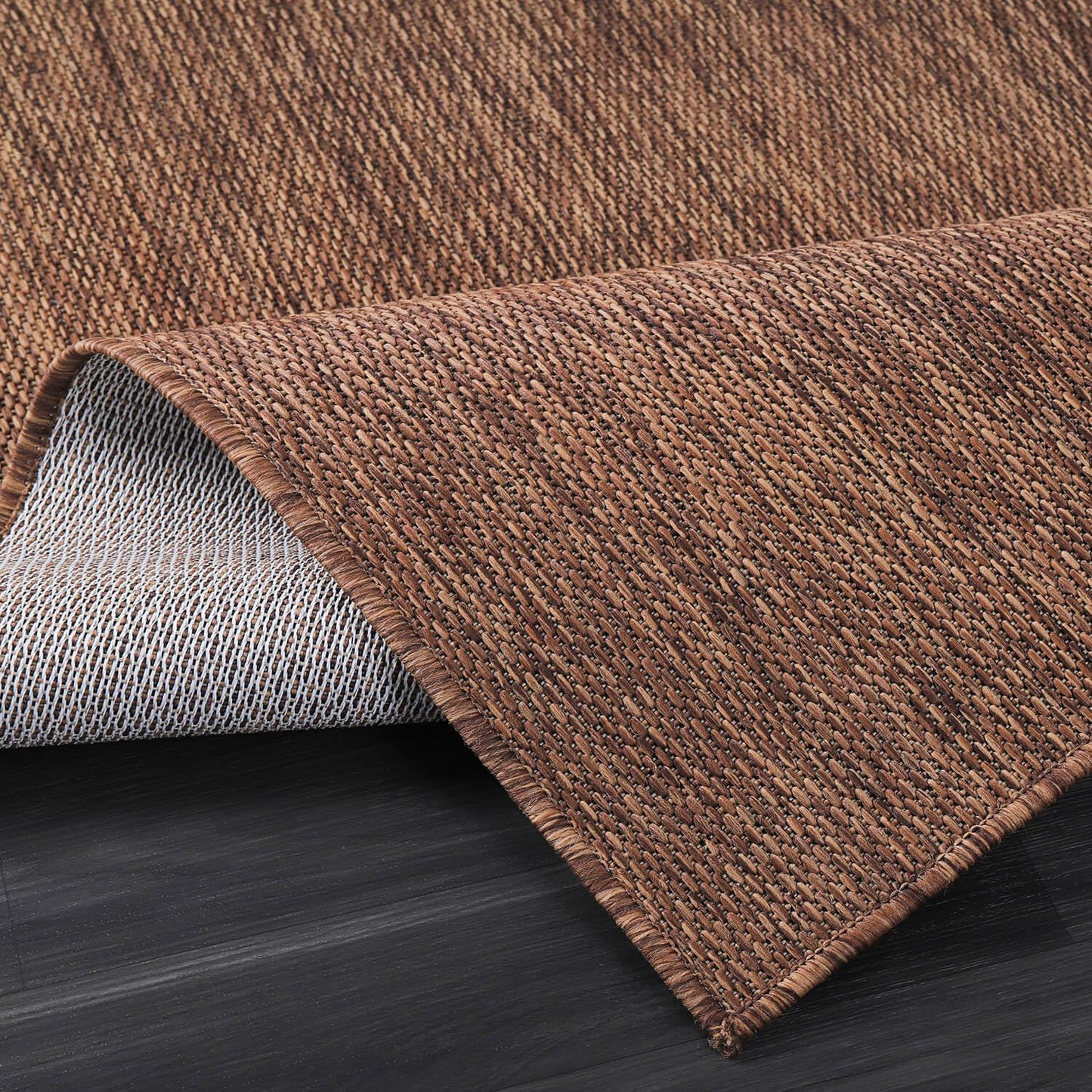 Beverly Rug Indoor Outdoor Rug 5x7, Washable Outside Carpet for Patio, Deck, Porch, Solid Modern Area Rug, Water Resistant, Gold Brown
