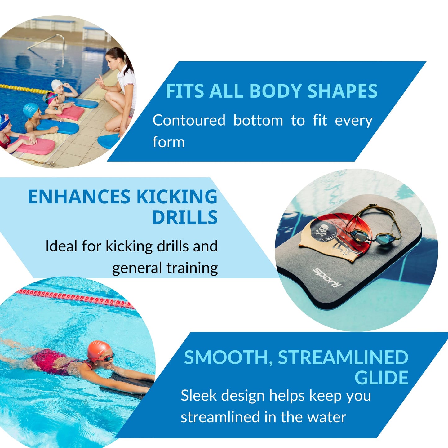 Sporti Junior Kickboard for Swim Training Lesson, Swimming Kick Board for Kid, Water Board for Junior, Swimming Training Aid - Red