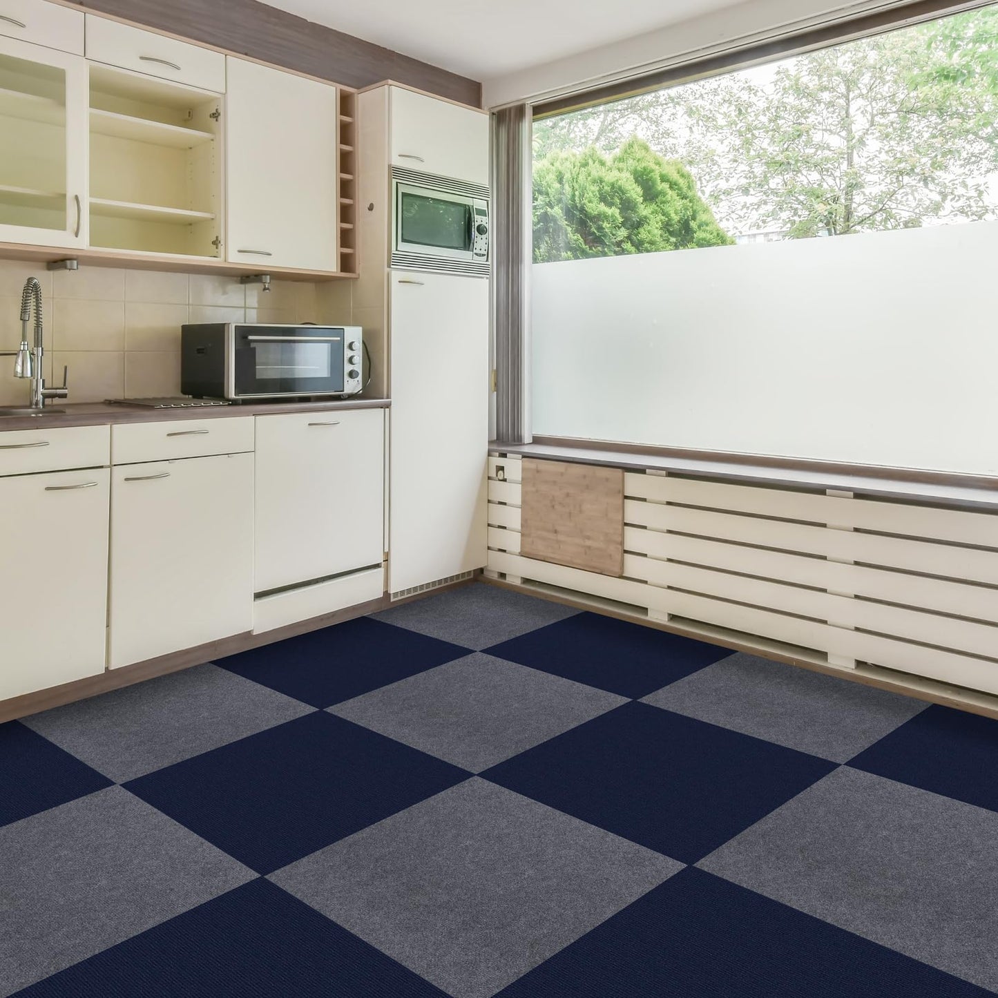 24" x 24" Carpet Tiles Peel and Stick, Non-Slip Squares Carpet Floor Tile, Easy DIY Install, Self Adhesive Carpet Squares for Kitchen Bedrooms Indoor Outdoor