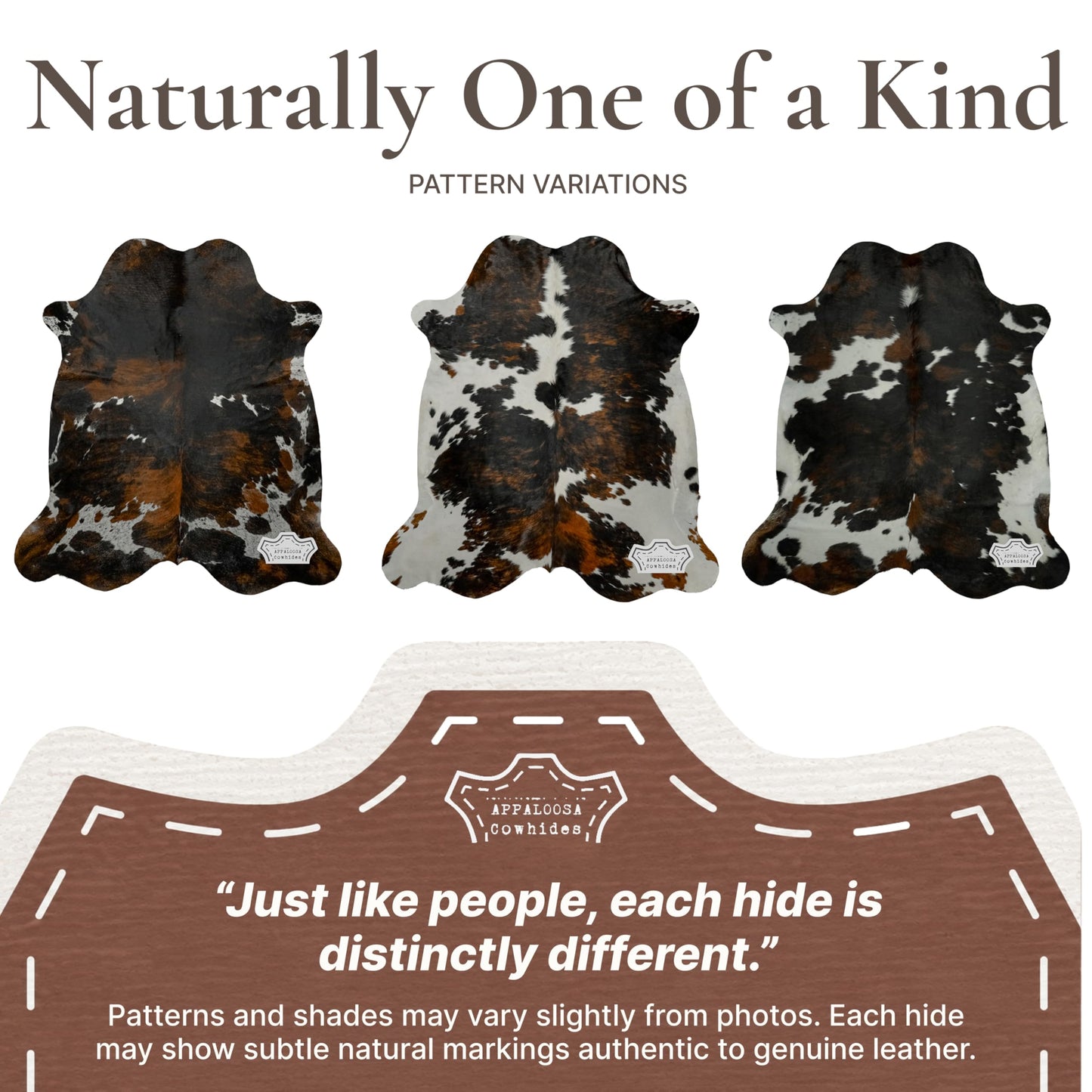 Appaloosa Cowhides Luxury Cowhide Rug 6x7-8ft - Genuine Natural Hide Rug, Silky Soft Tricolor Designer Area Rug for Living Room, Bedroom & High-End Modern Interiors (Dark Tricolor)