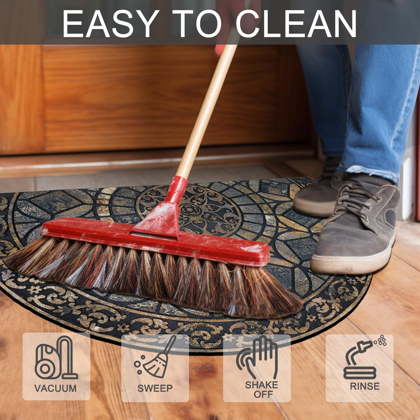 CHICHIC Entrance Door Mat Large 18 x 30 Inch Entry Way Doormat Front Door Rugs Outdoors Heavy Duty Welcome Mat Non Slip Rubber Back Low Profile for Garage, Patio, High Traffic Area, Grey