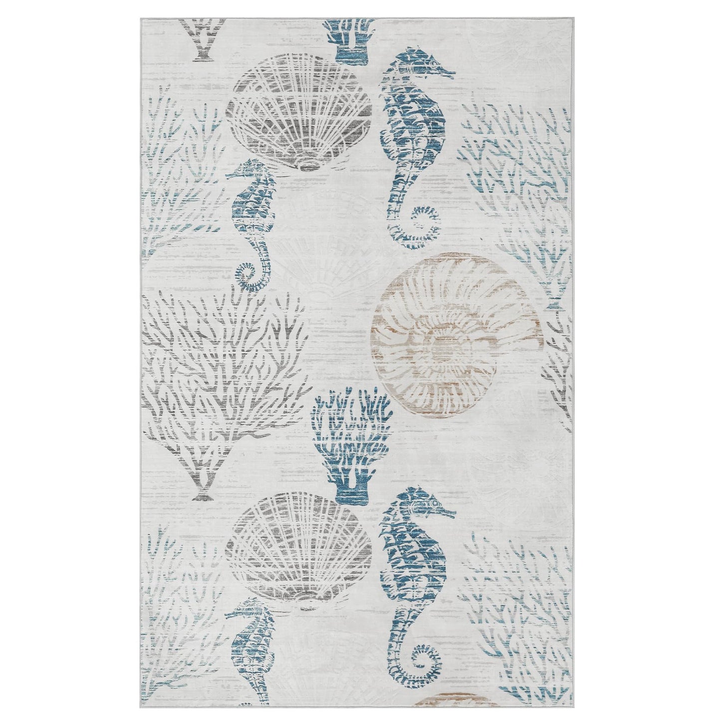 Tribesigns Boho Coastal 5x7 Washable Area Rugs for Living Room, Soft Non-Slip Rugs for Bedroom Dining Room, Large Ultra Thin Printed Carpet for Ocean Beach Dorm Kids Room Office Decor