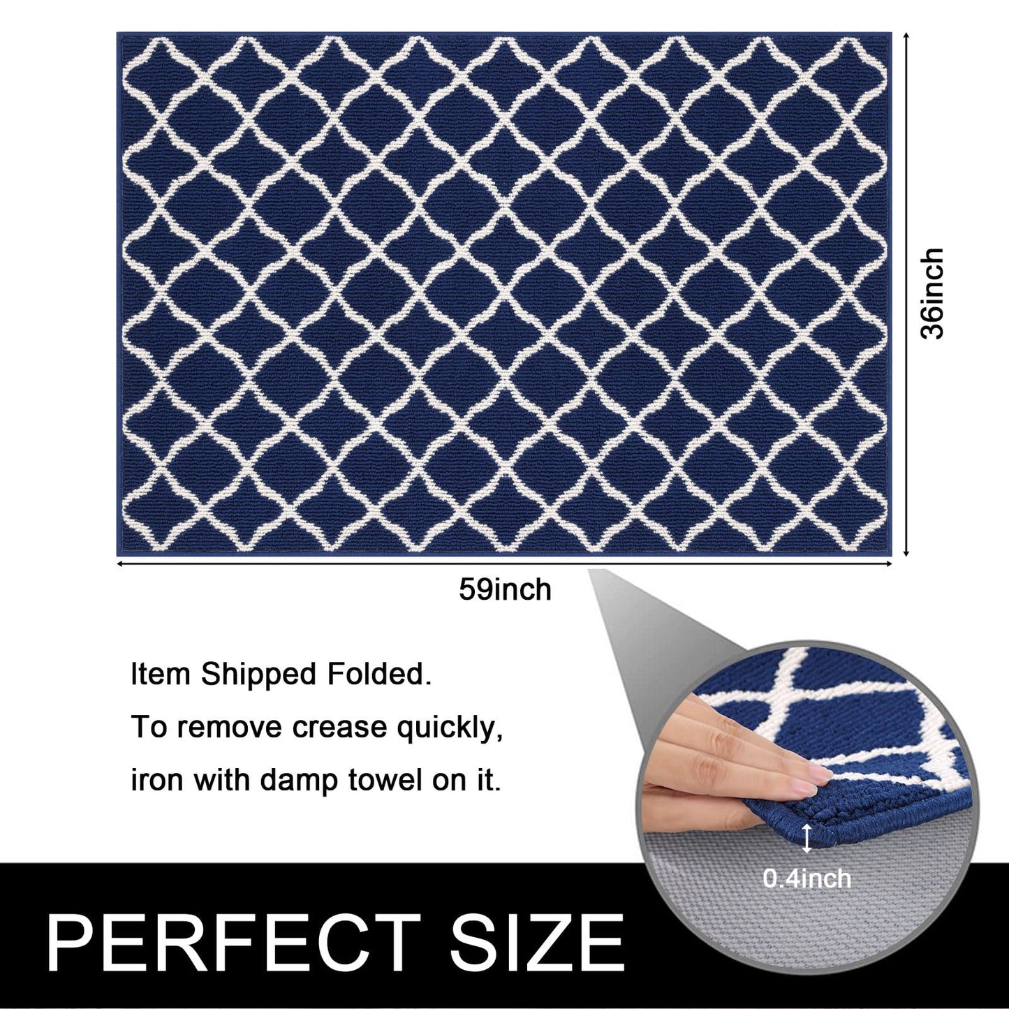 SHACOS Large Door Mat 3'x5' Indoor Washable Front Door Mats, Navy Blue
