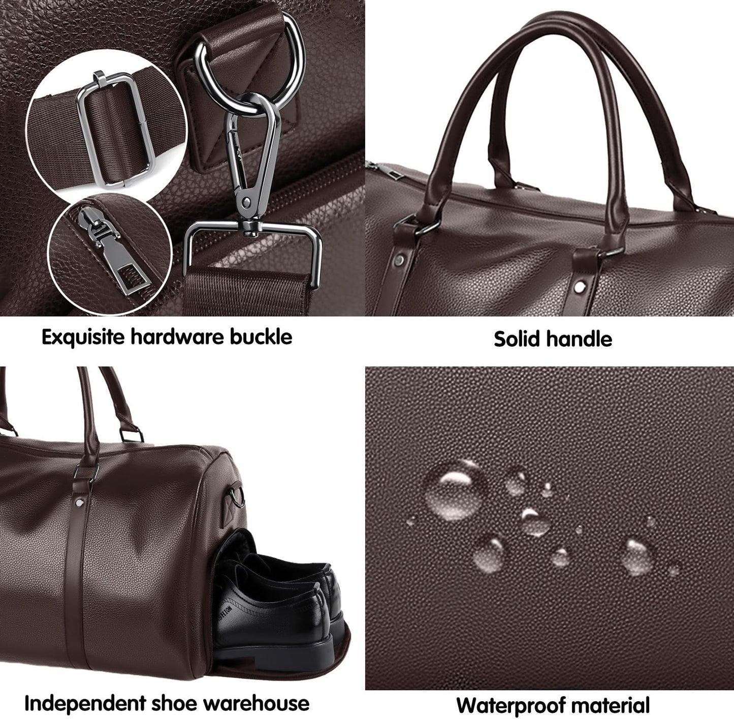 Leather Travel Duffle Bag for Men, Carry On Weekender Overnight Bags for Business Sports Gym (Brown1)