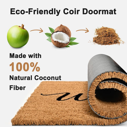 ULTSOFE Natural Coco Coir Door Mat with Heavy Duty Backing, 17" x 30" Anti-Slip Coconut Welcome Mat Outside Entrance, Easy Clean Front Door Doormat for Entry, Porch, Patio, Garden, Garage, Mudroom