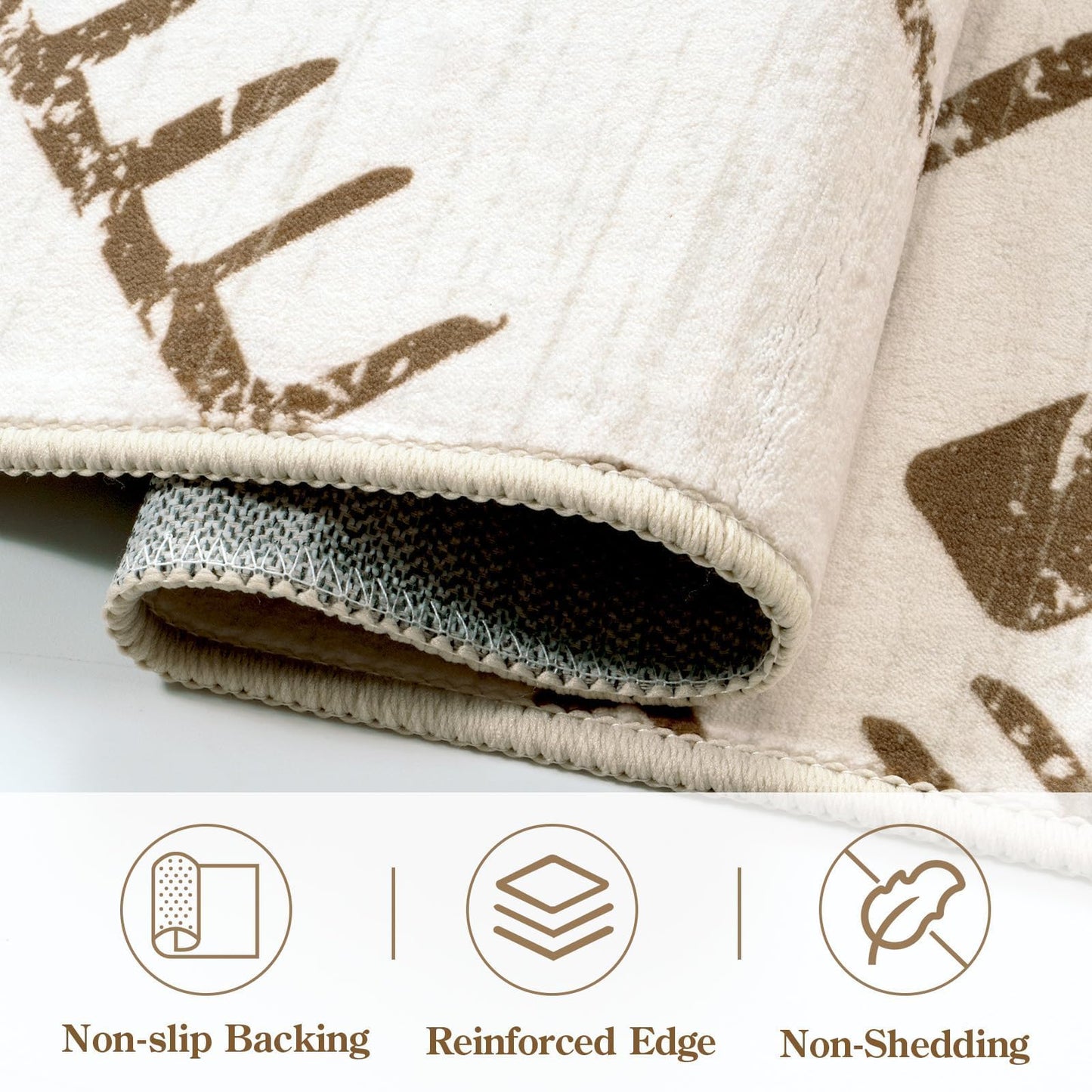 LIVEBOX Moroccan 8x10 Area Rug, Beige Washable Rugs for Living Room Bedroom, Non Slip Western Tribal Rug Low Pile Geometric Large Area Rugs Diamond Carpet for Dining Room, Nursery Room, Playroom Boho