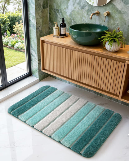DEXI Bath Mats for Bathroom, 24x43 Absorbent Microfiber Bath Mat Quick Dry, Washable Bathroom Rugs with Non Slip Backing for Shower Floor, Turquoise