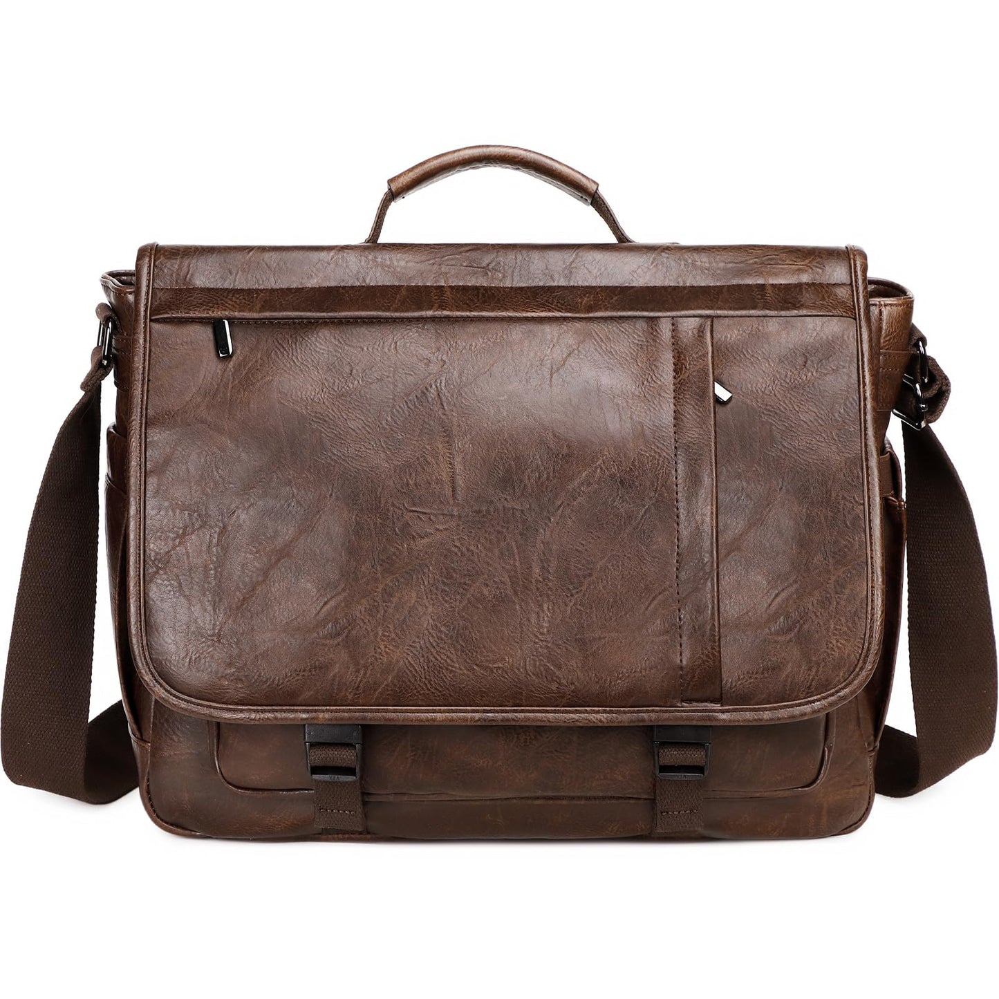 17.3 Inch Messenger Bag for Men: Laptop Bag PU Leather Work Briefcase Large Carry On Computer for Office College Travel,PU Coffee