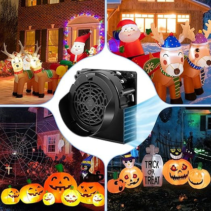 Inflatable Replacement Fan - 12V 1.0A Blower with 12V 1.5A Adapter and 5 LED Lights for Halloween Party Yard Garden Lawn Decorations (Blower 3+3LED)