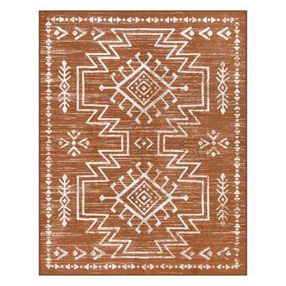 Lahome Vivienne 8x10 Boho Rugs for Living Room, Washable Western Burnt Orange Large Area Rug for Bedroom Dining Room, Soft Stain Resistant Aztec Carpet Fall Rug for Guestroom Office