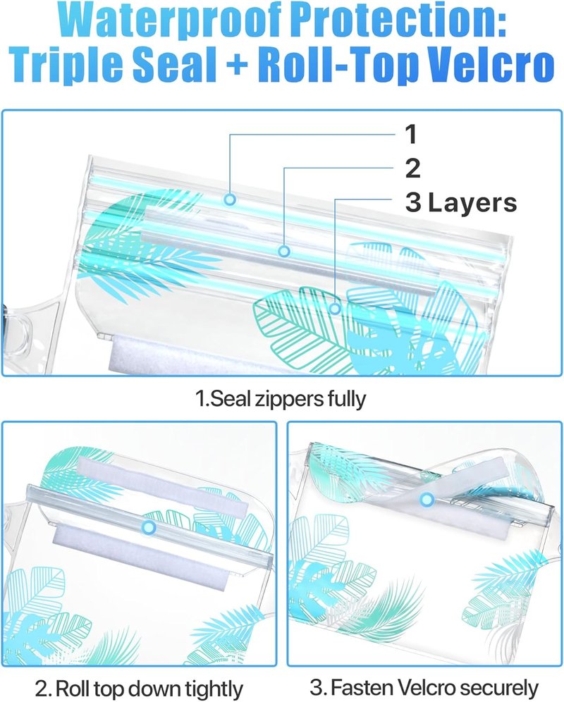 Waterproof Fanny Pack - Adjustable Waist Strap, Triple Zipper Roll-Top Dry Bag for Phone | Ideal for Beach, Kayaking, Boating