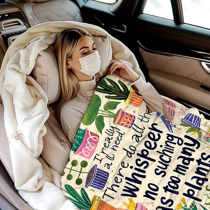 Funny Plant Throw Blanket, Plant Lover Blanket Throw for Adults, Lightweight Soft Cozy Blanket for Couch Sofa Bed Room Decor 50x60 Inches