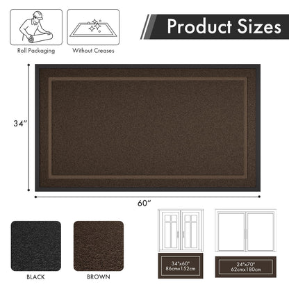 Atoping Front Door Mat Indoor Outdoor Entrance, All-Season Waterproof Outdoor Doormat, Absorbent Floor Mats Traps Dirt & Moisture, Rubber Backing Low Profile Entryway Mat, Brown, 34"*60"