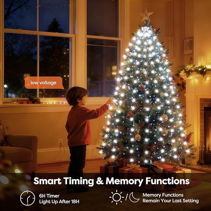 Christmas Tree Lights with Remote 400 LEDs Christmas Lights for Tree with 8 Lighting Modes, Timer and Memory Function, Indoor Outdoor String Lights for 6 ft-10 ft Xmas Tree Decorations(CoolWhite)
