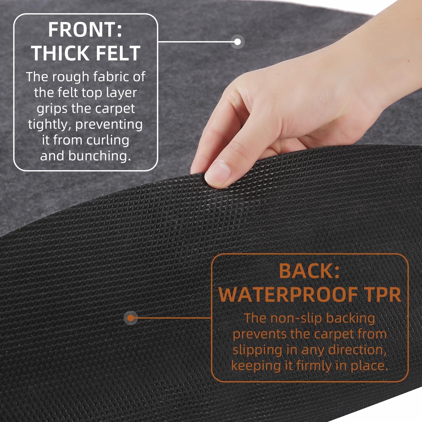 Waterproof Non-Slip Rug Pad, Round 6 Ft Carpet Pads for Large Area Rugs 1/8" Thick Felt Floor Protection Pad for All Floors and Finishes, Keep Rugs in Place and Provide Cushioning (6FT)